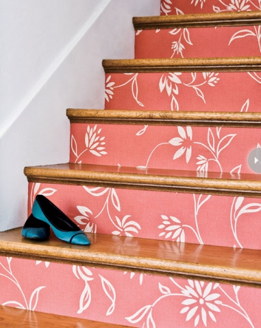 Wallpapered Stair Rises